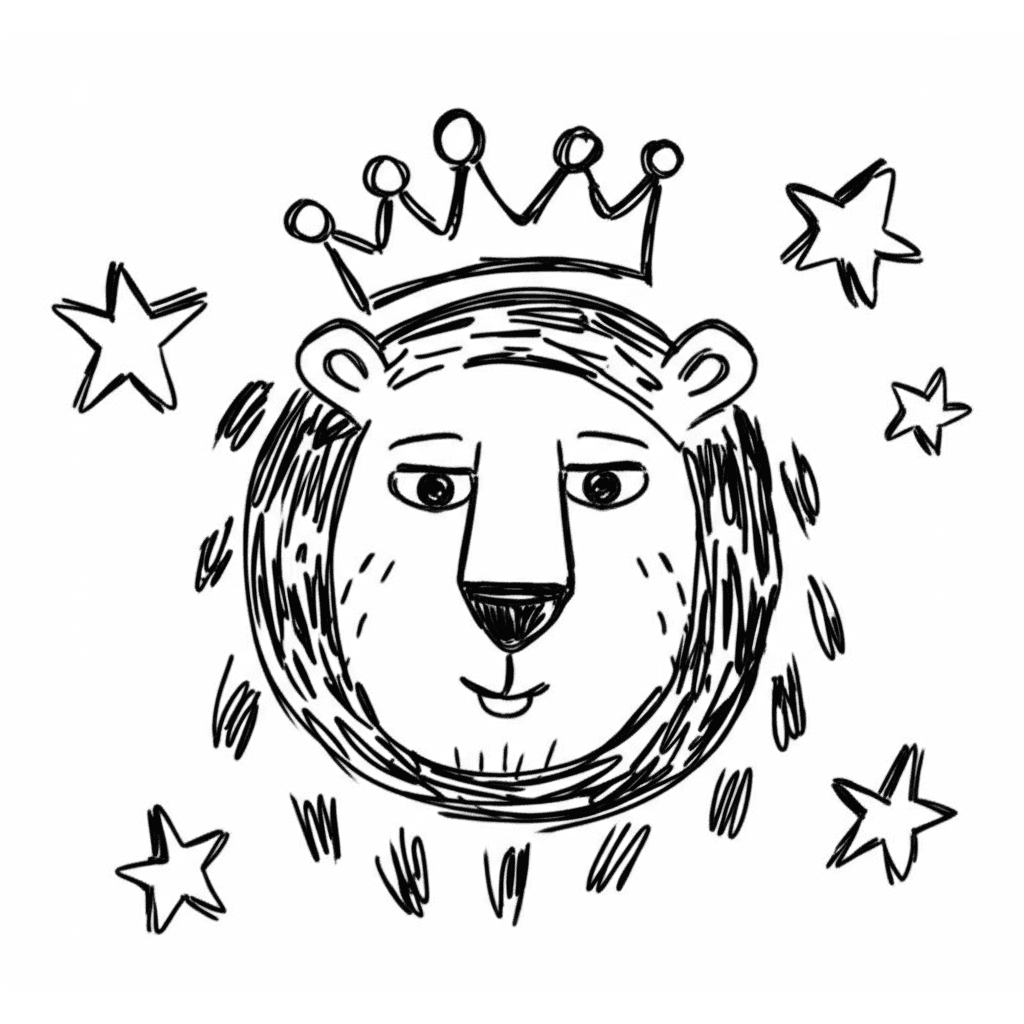 Original sketch for Lion Logo Transformation