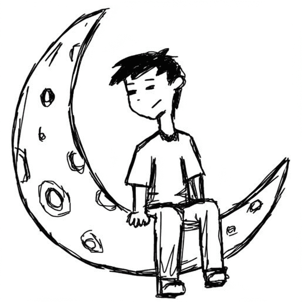 Original sketch for Moonboy Brand Design